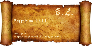 Beythum Lili névjegykártya